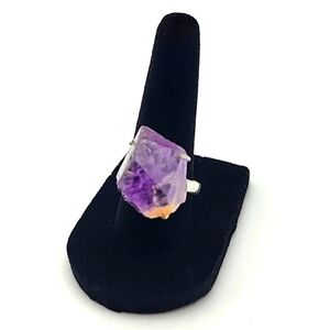 NEW 925 Silver Plated Amethyst Rough Natural Gemstone Ring Jewelry US Size 9